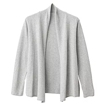 [MUJI無印良品]女有機棉強撚披肩式開襟衫灰色M灰色