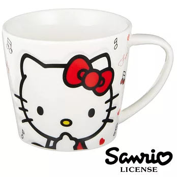 【日本進口正版】Hello Kitty 握柄陶瓷馬克杯(浮雕款)