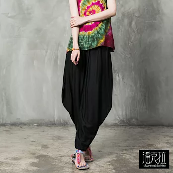 【潘克拉】編織腰素色蝴蝶褲(4色)-F FREE黑