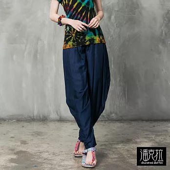 【潘克拉】編織腰素色蝴蝶褲(4色)-F　FREE深藍