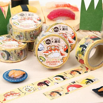 afu插畫日本和紙膠帶-貓咪美食家-日本壽司篇