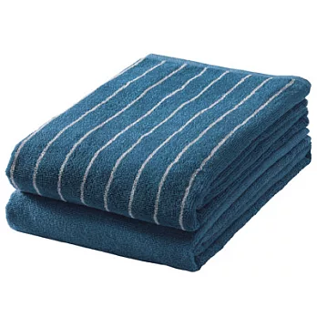 [MUJI無印良品]棉條紋小浴巾2件組深藍