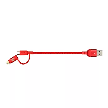 ADAM PeAk I Duo Lightning/Micro USB金屬編織雙用線 20cm 第一代紅