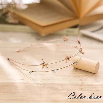 【卡樂熊】仙履奇緣刻字星光水鑽雙圈髮箍-金色