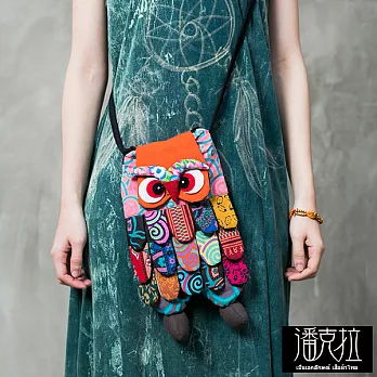 【潘克拉】泰國手縫拼布貓頭鷹束口包-F 隨機