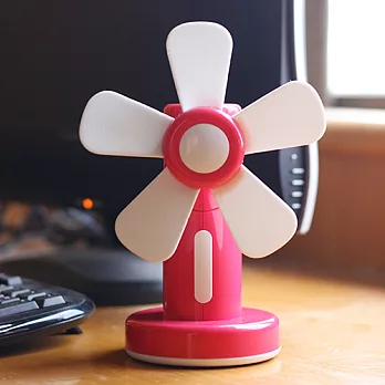 日日風車-緋紅 USB/電池兩用 微型風扇