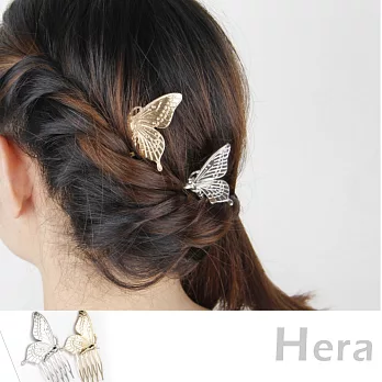 【Hera】赫拉 女神必備款金屬蝴蝶髮插/髮梳(銀色)