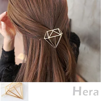 【Hera】赫拉 立體線條鑽石型髮夾/邊夾/髮扣(金色)