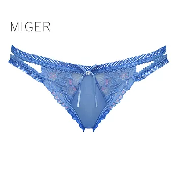 [MIGER密格內衣]蕾絲網紗低腰三角內褲-6985-台灣製-FREE藍色