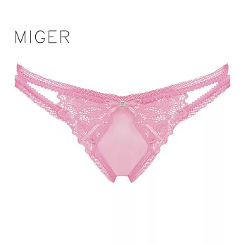 [MIGER密格內衣]蕾絲網紗低腰三角內褲-6985-台灣製-FREE粉紫