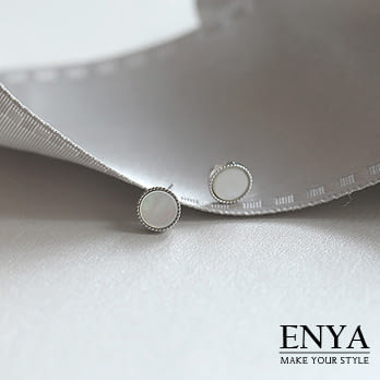 Enya★925銀 貝殼鑲嵌耳環銀+珍珠貝