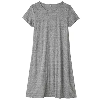 [MUJI無印良品]女有機棉節紗短袖洋裝S灰銀