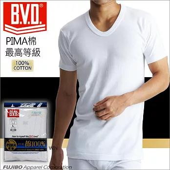 BVD PIMA棉絲光短袖U領 【台灣製造 最高等級】M白色