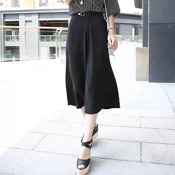 【MsMore】韓系雪紡七分寬褲65027L黑