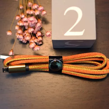 Andriod Mirco USB個性牛仔布充電傳輸線 1公尺橘色