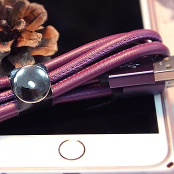 Andriod Mirco USB皮革快速充電傳輸線 1公尺紫色
