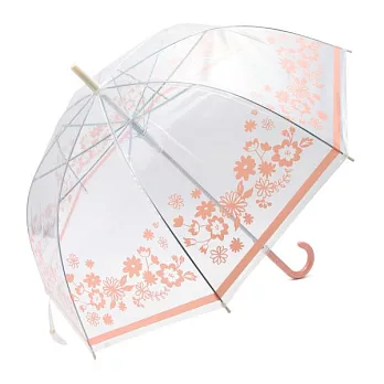 【Afternoon Tea】優雅花朵透明長傘 粉紅色