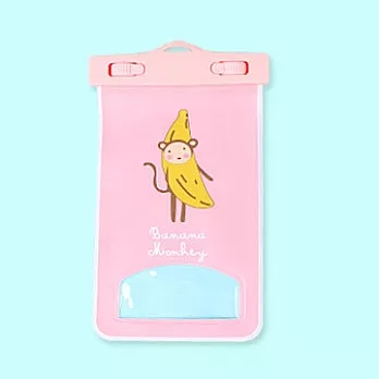 通用手機防水袋 繽紛可愛 海邊玩水衝浪玩水必備 手機專用防水袋 韓版防水套 手機套 防水套 可觸控 適用5.5吋大尺寸 粉色香蕉猴