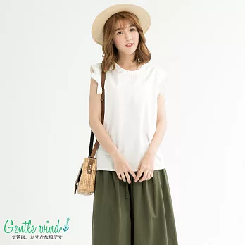 【Gentle wind 輕輕.吹】蝴蝶結肩棉質無袖上衣-F FREE白