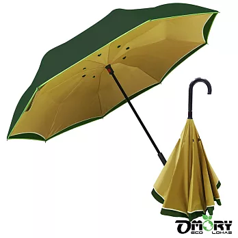 【OMORY】抗UV雙層反向傘/反摺傘(多色)-深綠