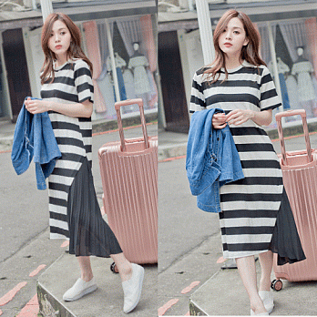 ROSE。優雅接雪紡長裙洋裝 黑系