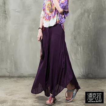 【潘克拉】手織布腰頭口袋八角褲(4色)-F　FREE紫