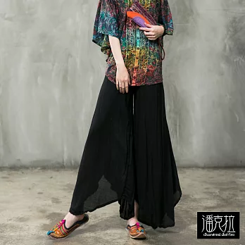 【潘克拉】手織布腰頭口袋八角褲(4色)-F FREE黑