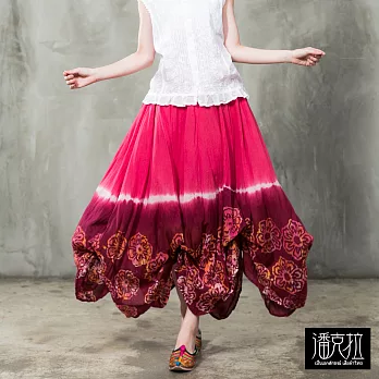 【潘克拉】手工拔染垂墜長裙-F FREE粉