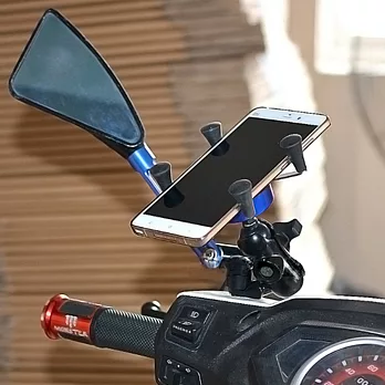 Motor摩托 機車專用USB行動車充X支架(附開關)藍