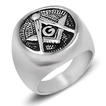 AmaZing 秘密兄弟-歐美簡約共濟會標誌戒指 (美規10號)