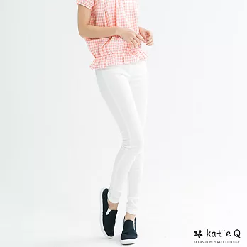 【KatieQ】基本百搭彈性窄管褲(3色)-M-XL M白
