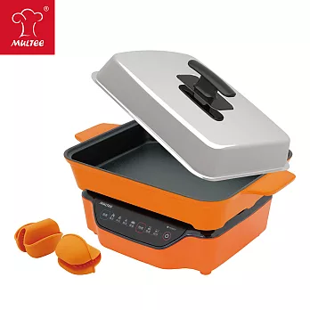 【MULTEE摩堤_鑄鐵鍋系列】迷你鑄鐵燒烤組(Eco-One mini)(平烤盤)橘色