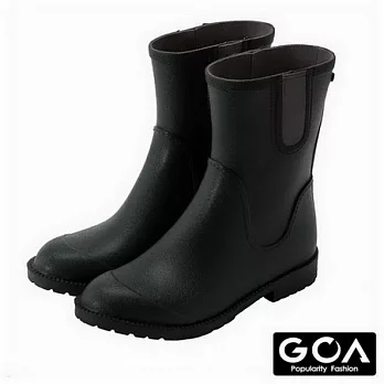 GOA鬆緊撞色中筒雨靴-深墨綠36墨綠色