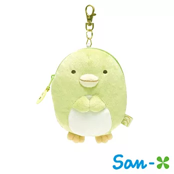 【日本進口正版】San-X 角落生物/角落公仔 彈力吊繩 票夾/零錢包 -企鵝款