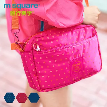M Square手提/單肩兩用拉鍊包點點紅
