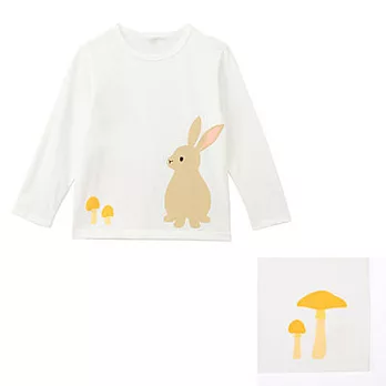 [MUJI無印良品]兒童有機棉印花長袖T恤110兔子