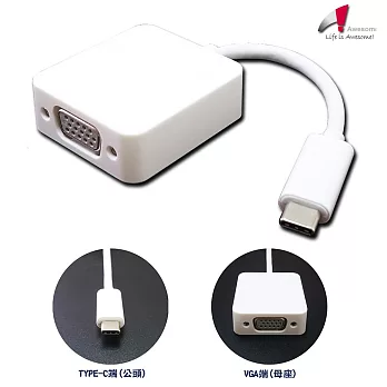 Awesome USB3.1 TypeC to VGA轉接線-A00250005