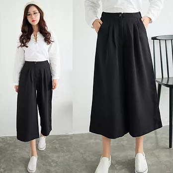 【模兒空間AMOR SPACE】純色素面優雅七分寬褲606310001M黑