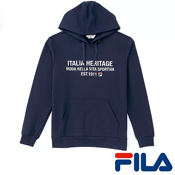 FILA男仕連帽活力感上衣-1TEP-5404-NV-M學院藍