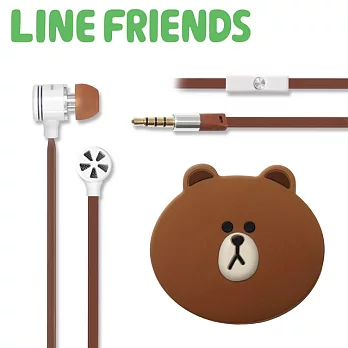 LINE FRIENDS熊大耳道式線控耳機 附造型收納盒(LN-EMA11)