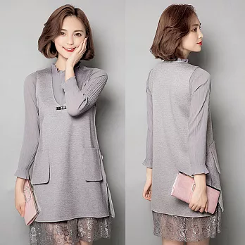 【MsMore】小香風雪紡蕾絲裙兩件套裝組601660002M灰