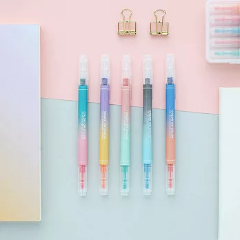 Livework 10色雙頭螢光筆組(5入)-夢幻漸層