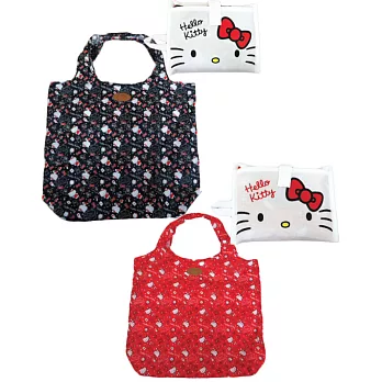 【日本進口正版】三麗鷗 Hello Kitty 滿版 摺疊 購物袋/環保袋 防潑水 Sanrio -紅色款