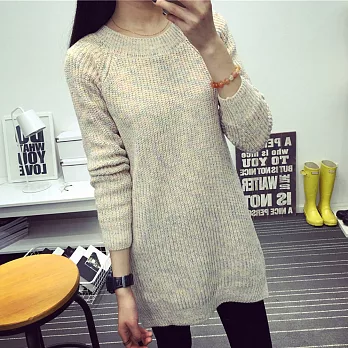 【MsMore】韓版彩線混織圓領針織長上衣610500018F米白