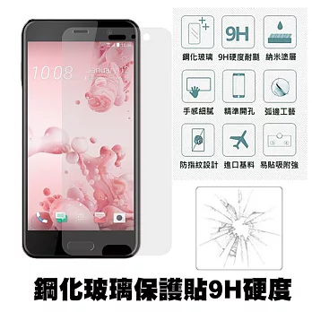 【Q&K】 HTC U Play 鋼化玻璃保護貼(前貼) 9H硬度 0.3mm 疏水疏油 高清抗指紋