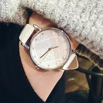 Watch-123 日常幸福-菱形玻璃切面都會知性手錶 (5色任選)白色