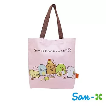 【日本進口正版】San-X 角落生物 帆布 托特包/肩背包/手提袋 -粉紅款
