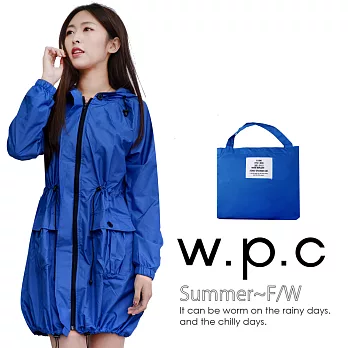 【w.p.c】個性軍裝款。時尚雨衣/風衣R1040(寶藍)