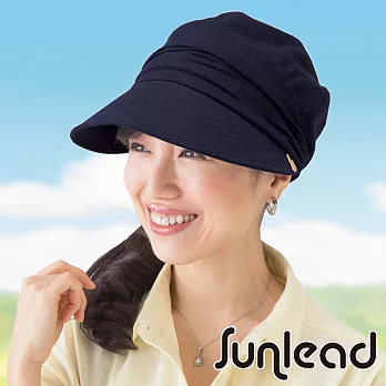 Sunlead 深邃長帽緣。小顏效果天然素材防曬遮陽帽 (藍黑色)