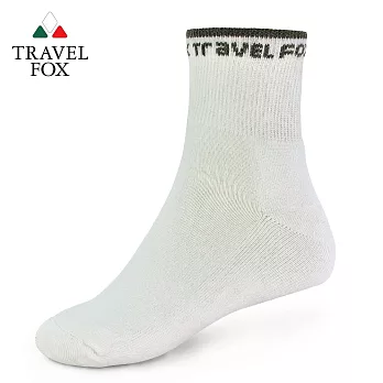 TRAVEL FOX 旅狐 女純棉厚底毛巾運動襪 [T30W-13]白灰